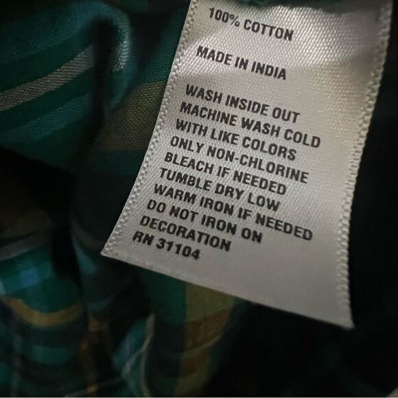 Kim Rogers Green Plaid Button Down Top with Rhinestone Embellishments Size 2X - Picture 4 of 12